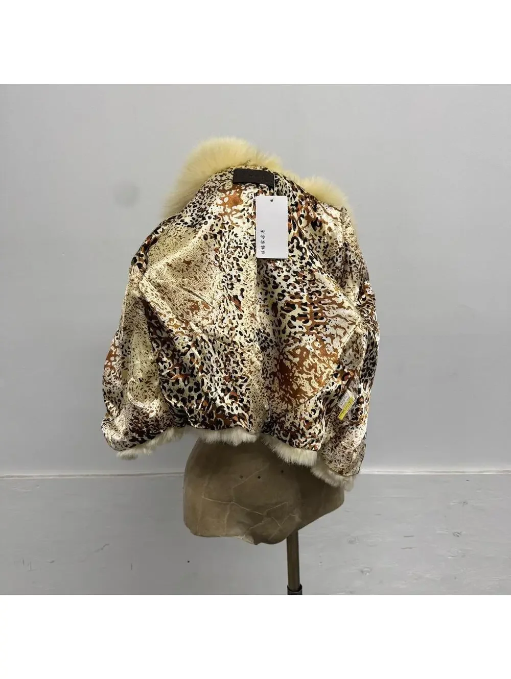 Vintage Y2K Cream White Rabbit & Fox Fur Jacket Coat - Picture 7 of 8